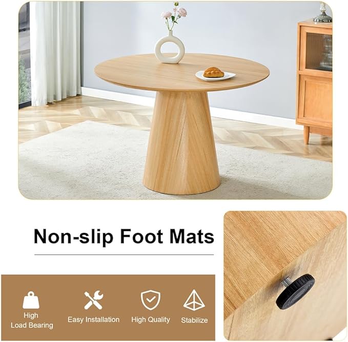 Round Dining Table Set for 6, 47'' Wood Dining Table with Chairs, Easy Assembly, for Kitchen