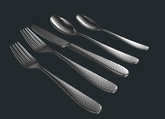 Hammered Silverware Set | Premium 18/10 Stainless Steel Flatware Service for 6 | Heavy-Duty & Dishwasher Safe | Built to Last (30-Piece, Fidenza Hammered)