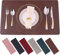 Faux Leather Placemats with Rounded Corners Set of 6,Waterproof&Wipeable Table Mats,Washable Heat-Resistant,Non-Slip for Kitchen and Kids(Brown,6)