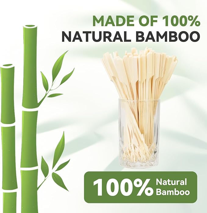 100PCS Cocktail Picks, Fancy Picks for Appetizers, Decorative Skewers for Appetizers Drinks Party Fruit, 7 Inch Long Wooden Bamboo Paddle Food Sticks Charcuterie Boards Accessories