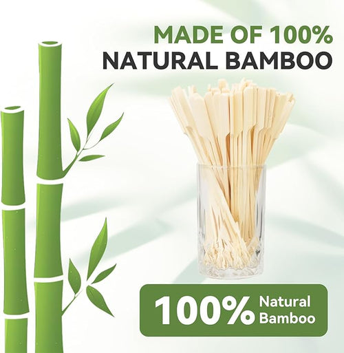 100PCS Cocktail Picks, Fancy Picks for Appetizers, Decorative Skewers for Appetizers Drinks Party Fruit, 7 Inch Long Wooden Bamboo Paddle Food Sticks Charcuterie Boards Accessories