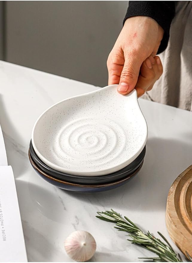 6-Inch Ceramic Spoon Rest - Heat Resistant, Non-Slip for Kitchen Utensils, Spoon Holder Stovetop, Dishwasher Safe - Elegant Spiral Design Blue, Housewarming Gift