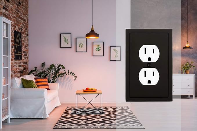 Henne Bery Modern Edge Decorative Wall Plate Switch Plate Outlet Cover, Durable Solid Zinc Alloy (Single Duplex 2PK, Matte Black)