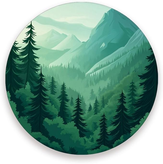 Coasters for Drinks Coaster Drink Set Decorative Coffee Table Desk Cup Mat Spring Cute Cork Bar Backing Round Home Decor Mountain Forest Trees Green07