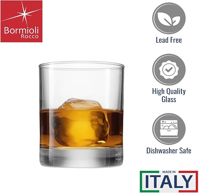 Bormioli Rocco Cortina Drinking Glasses, Set of 6-8.5 Oz Clear Tumblers for Water, Juice & Cocktails - Durable Everyday Drinkware for Home, Kitchen, Entertaining & Gifting