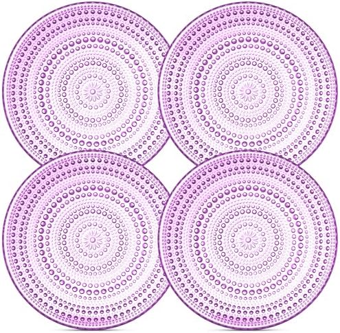 Purple Hobnail Dessert Plates Set 4 Pressed Glass 8 Inch by Yungala