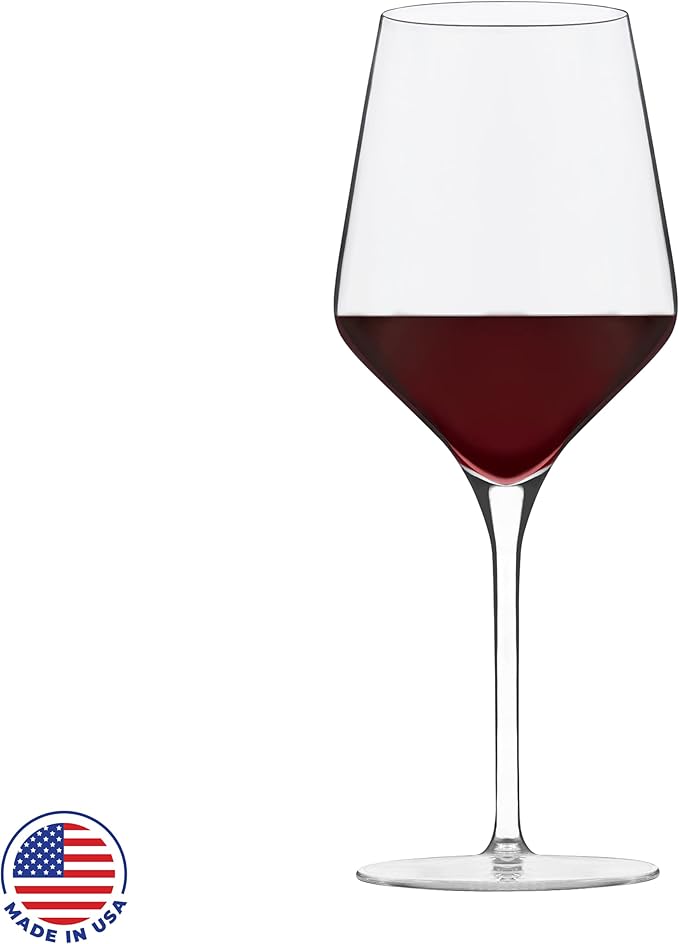 Libbey Signature Greenwich All Purpose Wine Glasses, 16 Oz Angular Wine Glass Set of 4 with Pulled Stem, Stemware Glasses for Cocktails and More