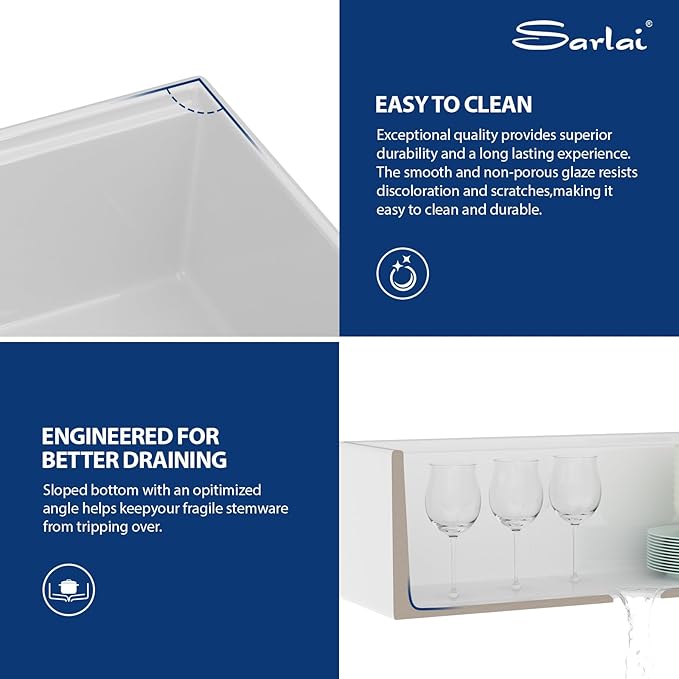 Sarlai 30 White Farmhouse Kitchen Sink - 30x20 Inch Farm Kitchen Sink Reversible Design Ledge Workstation White Ceramic Porcelain Fireclay Farmer Sinks 10" Inch Deep Single Bowl Basin
