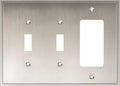 Henne Bery Soft Modern Decorative Wall Plate Switch Plate Outlet Cover (Double Toggle/Single Decorator, Satin Nickel)