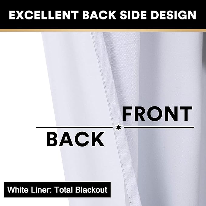 PrinceDeco 100% Blackout Curtains Linen Drapes 108 Inches Long Room Divider Curtains Patio Curtain for Sliding Door Thermal Curtain for Sliding Glass Door,W100 X L108 Inch, Preal White
