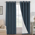H.VERSAILTEX Linen Blackout Curtains 96 Inches Long 100% Absolutely Blackout Thermal Insulated Textured Linen Look Curtain Draperies Anti-Rust Grommet, Energy Saving with White Liner, 2 Panels, Navy