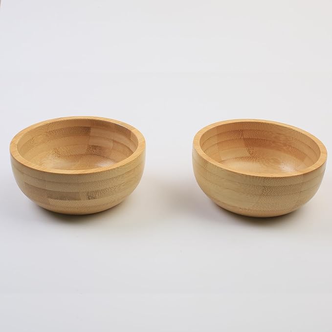 Soup Bowls Set of 2 for Dessert/Cereal/Pasta/Fruit | Natural Bamboo Serving Bowls for Nuts/Candy/Snacks/Pistachio | Charcuterie Accessories for Dipping/Condiments/Sauce | 8.45 oz Capacity