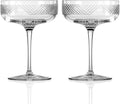 Rolf Glass Bourbon Street Coupe Cocktail Glass | Set of 2, 10.25oz Champagne or Cocktail Glasses | Lead-Free and Diamond-Wheel Engraved | Designed and engraved in the USA