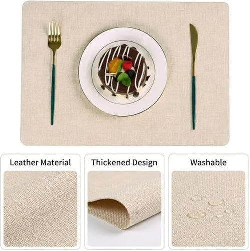4-Pack Table Leather Placemats, Washable Placemats Set Thickened Faux Leather Table Mats, Reusable Heat Resistant Placemats for Dining Table, Kitchen, Home & Restaurant Decor(17 x 12 Inch)
