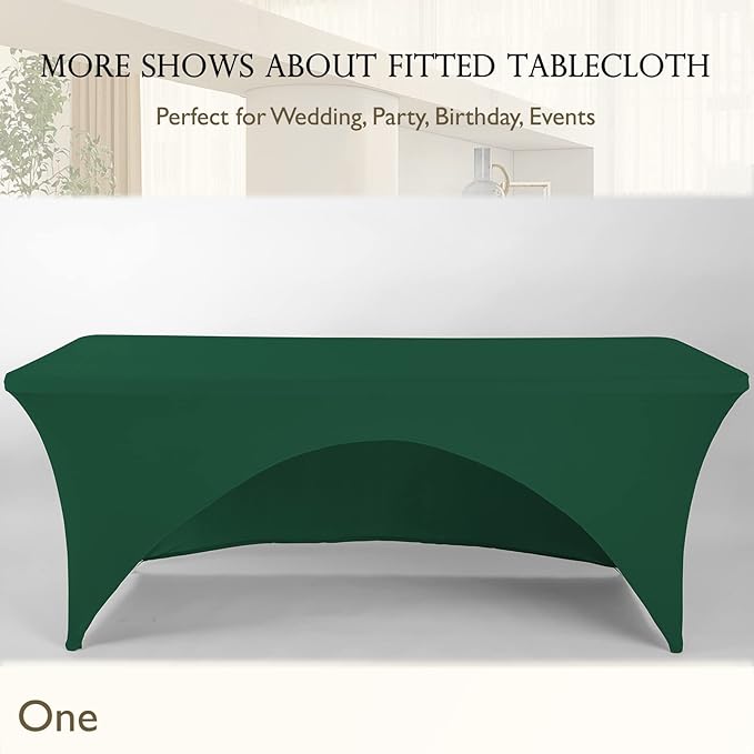 Spandex Table Cover 4 ft. Fitted Polyester Tablecloth Stretch Table Cover Table Topper Open Back - Emerald Green