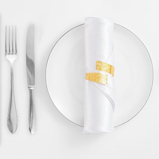 Napkin Rings Set of 12, Irregular-Shaped Metal Napkin Holders with Rose Patterns for Wedding Dining, Holiday Table Decor, Perfect for Home Chefs & Party Planners（Gold）