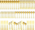 Gold Silverware Set for 12, Compralo 60 Pieces Stainless Steel Shiny Gold Flatware Set, Cutlery Tableware Set Include Spoons, Forks, Knives for Home and Restaurant