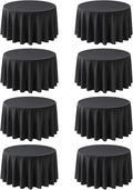 8 Pack Round Tablecloth 120 Inch Cloth Black Tablecloth for Round Tables, Washable Polyester Table Cloth Stain and Wrinkle Resistant Decorative Table Cover for Wedding Party Dining Banquet