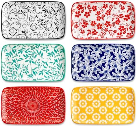 vancasso Selene Rectangular Salad Plates 8.5"x5.1"Inch, Set of 6 by vancasso