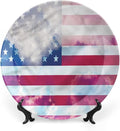 Ceramic Plates, American Flag Decorative Ceramic Plates, Flag Clouds Memorial, 6 Inch, for Dining, Parties, Wedding, Multicolor