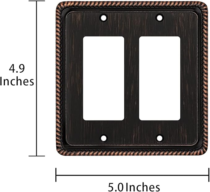 Henne Bery Rope Edge Decorative Wall Plate Switch Plate Outlet Cover (Double Decorator, Aged Bronze)