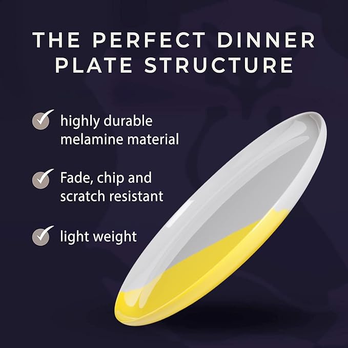 Thomas Fuchs Creative Melamine Side Plates, Set of 4, Gray/Lemon, Injection Molded, Durable, Dishwasher Safe, Chip and Break-Resistant, Kid-Friendly, Indoor/Outdoor Use