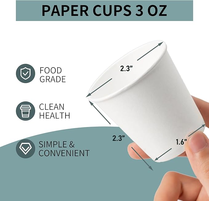RACETOP [600 Pack] 3 oz Bathroom Paper Cups, Disposable Paper Cups, Small Mouthwash Cups, Ideal for Bathroom