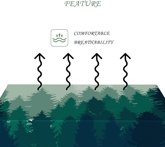 70x140 Inch Nature Rectangular Tablecloth Misty Pine Forest Silhouette Table Cloth Waterproof Durable Table Cover for Party Picnic Indoor Gaming Room Decor