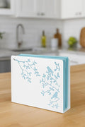 Mango Steam Tabletop Napkin/Tissue & Letter Holder for Home, Kitchen, Restaurants (Songbird, White)