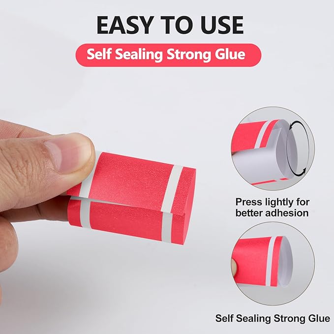 Germiwipe Red White Striped Paper Napkin Bands Self Adhesive - 500 Pcs 1.5x4.25 Inches Silverware Wraps Band Disposable Paper Napkin Rings for Restaurant Wedding Party Home Outdoor Holidays