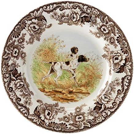 Spode Woodland Hunting Dogs Flat Coated Pointer Salad Plate by Spode