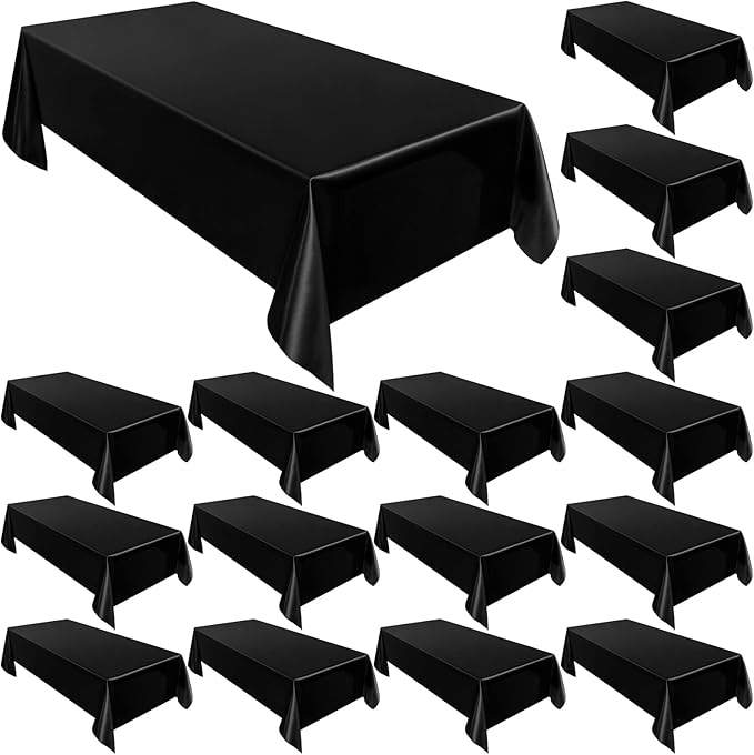 Moukeren 18 Pack Rectangle Tablecloths 58 x 102 Inch Table Cloth Reusable Washable Polyester Table Clothes Bulk for 6 ft Tables for Wedding, Party, Restaurant (Black)