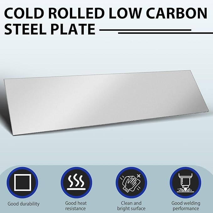 12 x 48 Inch 16 Gauge Mild Steel Sheet Metal Plate, Square Weldable Carbon Cold Rolled Panels for Industrial DIY Welding, Craft Use Accessories, Easy Formability Smooth Surface