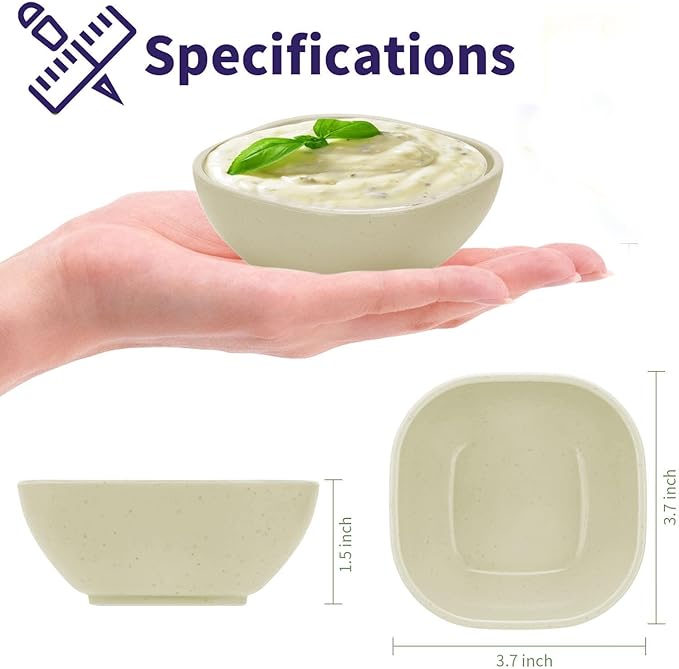 15 Pack Unbreakable Dipping Bowls, 4.5 OZ Soy Sauce Dishes,Wheat Straw Small Dessert Bowls,Small Prep Bowls，Dipping Sauce Cups, Dip Bowls for Side Dish, Snacks, BBQ，Ketchup