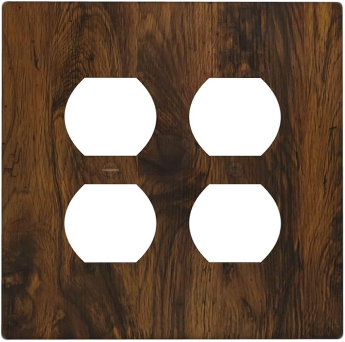 Light Switch Cover Brown Rustic Wood Grain Vintage Wooden Texture 2 Gang Decorative SwitchPlates Double Duplex Wall Plates Switch Plates and Outlet Covers for Cabin Bedroom Decor