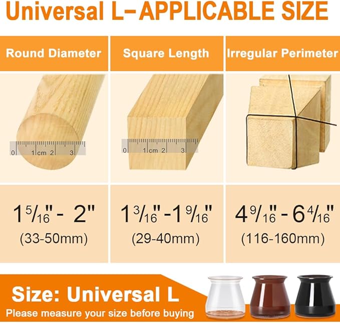 32 Pcs Chair Leg Floor Protectors for Hardwood Floors Silicone Covers to Protect Wood Tile Floors Felt Bottom Furniture Leg Caps Anti-Scratch Reduce Noise (Fit:1.3"-2")