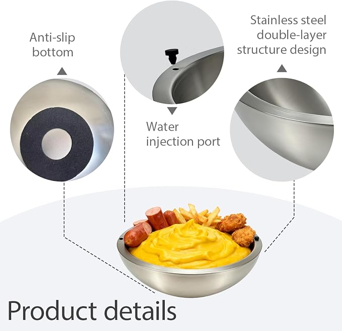 Dip Chiller Bowl Large 35oz Capacity Stainless Steel Double Walled Insulated Ice Serving Bowl Insulated Dip ice bowl Parties Salsa Condiments Salad & Food Hot or Cold Sauces Guacamole
