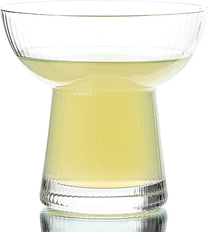 Lysenn Stemless Margarita Glasses Set of 2 - Elegant Vertical Stripes Cocktail Glasses – Premium Hand Blown Glassware for Martini and Mixed Drinks – 10 oz