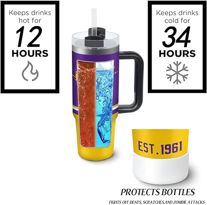Minnesota 30 oz Tumbler with Handle and Straw,Car cup,Coffee Mug,100% Leakproof Insulated Tumbler with Lid and Straw,Made of Stainless Steel,Cup Holder Friendly Base,Classic Collection Gifts for Fans