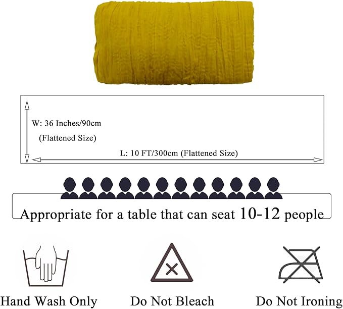 FUHSY 10 Pack 10FT Cheesecloth Table Runner Gold Gauze Fabric 35x120 Inches Farmhouse Linen Table Runner Cheese Cloths Runners for Tables Romantic Rustic Gazue Cheese Cloth Boho Decor for Wedding