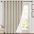 PrinceDeco Linen Blackout Curtains 108 Inches Long Faux Linen Blackout Curtains for Bedroom Extra Wide Curtains for Sliding Glass Doors Extra Wide Patio Door Curtains,W100 X L108 Inch,Cobblestone
