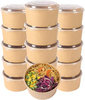 34 oz Disposable Kraft salad paper bowls with lids, Food containers Soup Bowls Party Supplies Treat Bowls 50 Pack