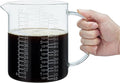 Borosilicate Glass Measuring Cup with Insulated Handle, V-Shaped Spout, Clear, 2000ml/64oz Capacity, Etched Graduation, Easy to Read