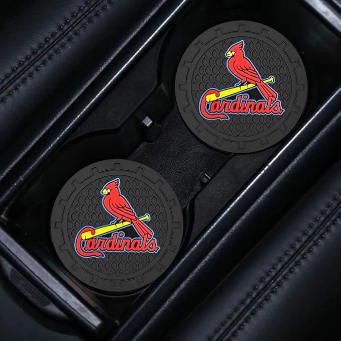 Silicone Cardinals Car Cup Holder Coasters,Baseball Fans Car Coasters for St. Louis Cardinals Fans, Non-Slip Universal Fit Cup Holder Insert