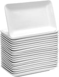 Irenare 28 Pcs 8 Inch Rectangular Salad Plates White Rectangular Porcelain Dessert Plates Appetizer Serving Tray Porcelain Platters for Fruit Sushi Dinner Parties, Microwave, Oven Safe