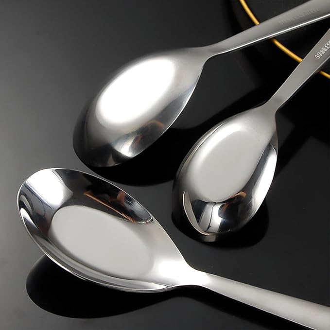 Flat Head Spoons, Korean style Flat Sugar Spoon,Thick Heavy Stainless Steel Table Spoons Dinner Spoon,Set of 4.