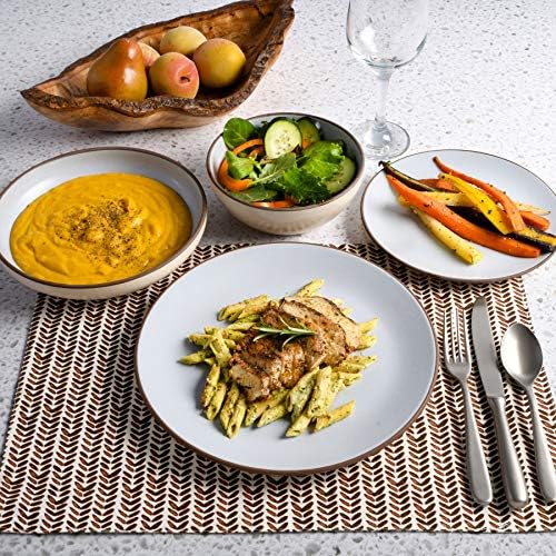 Gibson Elite Contempo Classic Double Bowl Dinnerware Set, Service for 4 (16pcs), Light Blue - Image 6