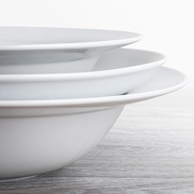 Pasta Bowls Set of 4, 22 oz Ceramic Soup, Cereal, Pasta and Salad Bowls, Rimmed Deep Plates, Microwave, Dishwasher, Oven Safe