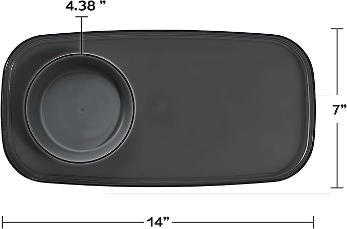 madesmart dipware Small Serving Plate, Stackable & Removable Dip Bowl for Salsa, Queso, Salad, Olives, Dishwasher & Microwave Safe, Multipurpose Plate & Bowl, Midnight