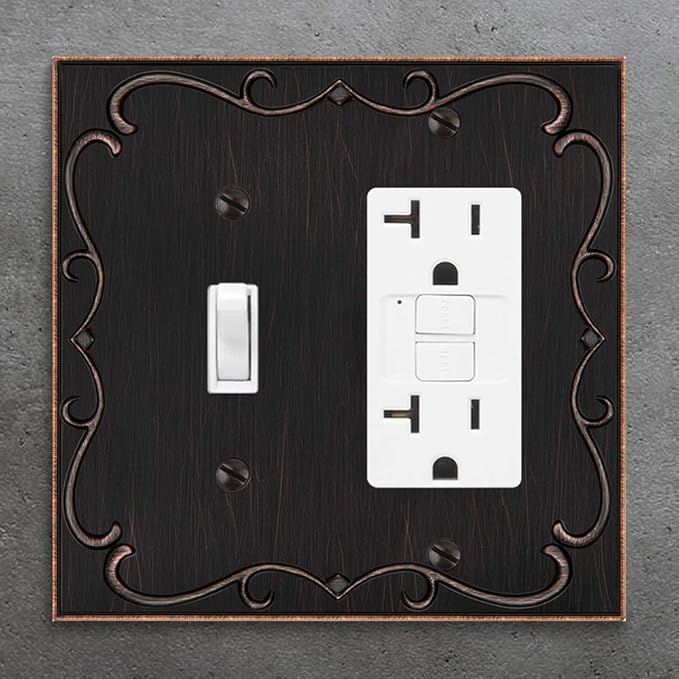 French Cabriole Decorative Wall Plate Switch Plate Outlet Cover (Toggle/Decorator, Aged Bronze)